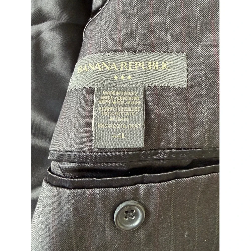 Banana Republic Men's 44L Black Pinstripe Wool Blend Sport Coat Blazer Long